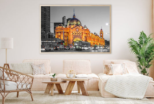 Flinders Street in Melbourne B&W View Photograph Home Decor Premium Quality Poster Print Choose Your Sizes