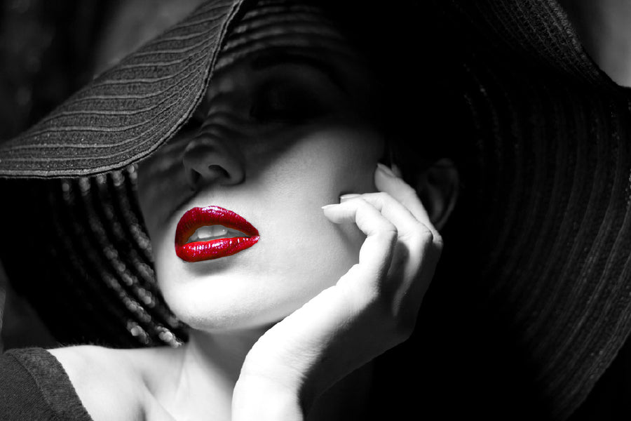 Girl With Hat & Red Lips B&W Photograph Print 100% Australian Made