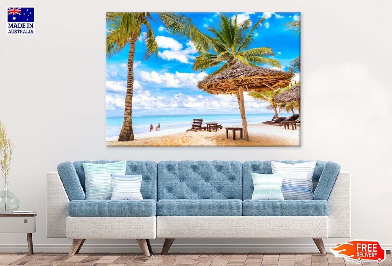 Chairs & Umbrella Diani Beach View Photograph Print 100% Australian Made