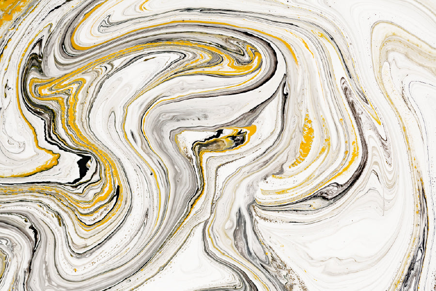 White & Black Gold Lines Abstract Design Print 100% Australian Made