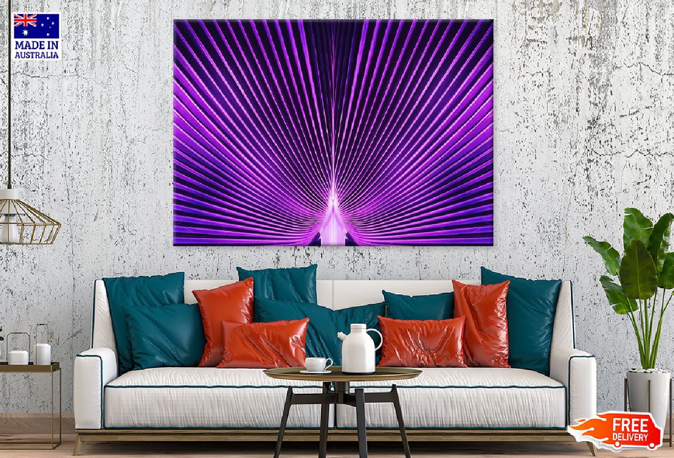 Purple Palm Leaf Abstarct Design Print 100% Australian Made