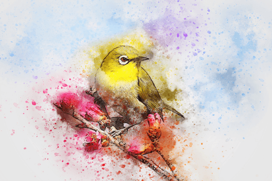 Bird On Flower Trees Abstract Design Print 100% Australian Made