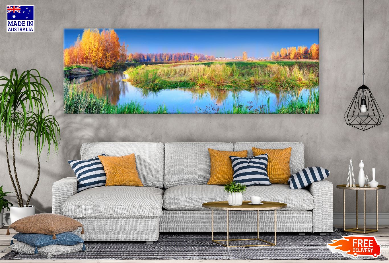 Panoramic Canvas Mixed Forest & Lake View Photograph High Quality 100% Australian Made Wall Canvas Print Ready to Hang