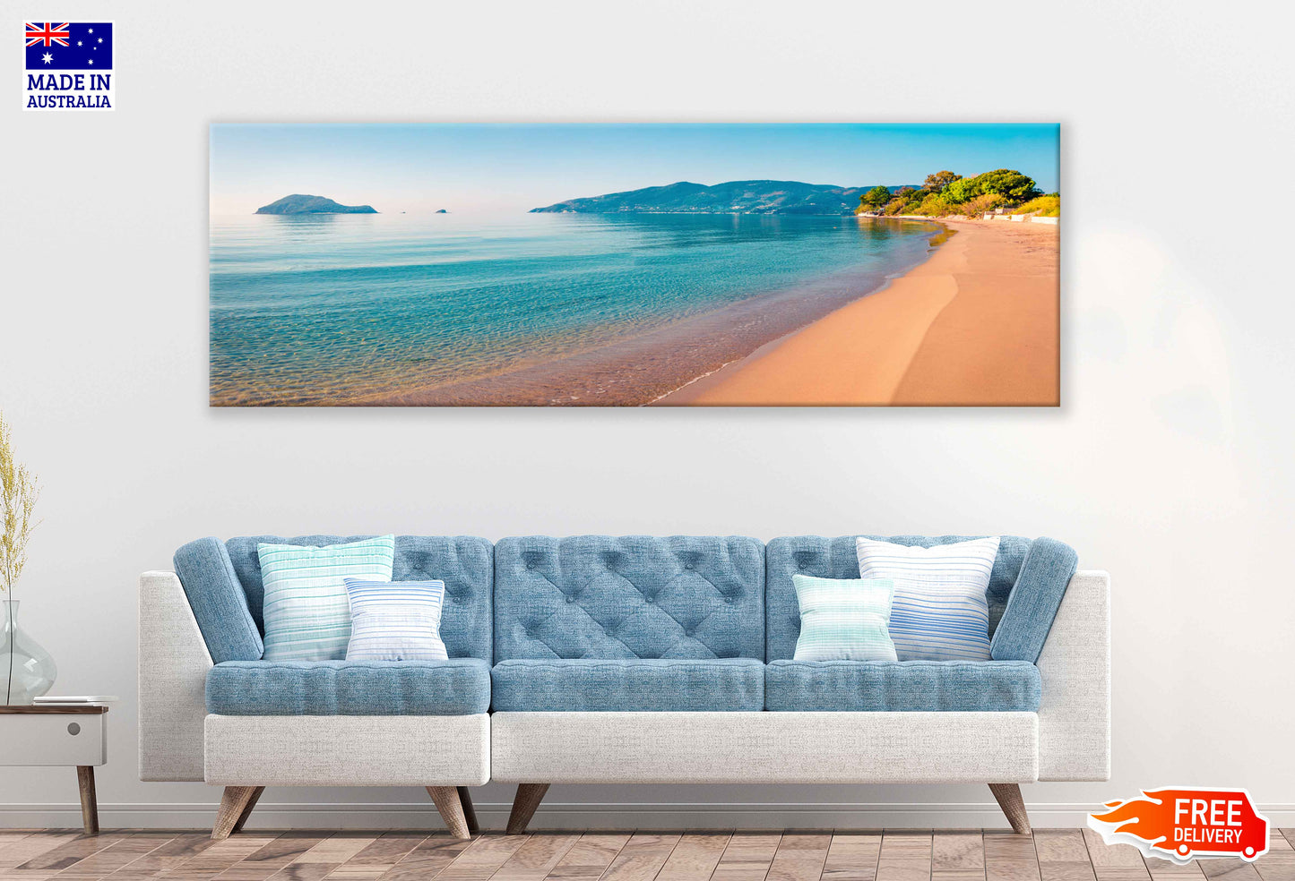 Panoramic Canvas Zante Island & Sea View Photographin High Quality 100% Australian Made Wall Canvas Print Ready to Hang