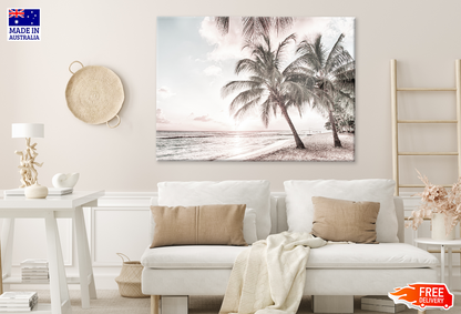 Plam Trees & Sea Cloudy Sky View Print 100% Australian Made