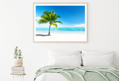 Palm Tree Near White Sandy Beach View Photograph Home Decor Premium Quality Poster Print Choose Your Sizes