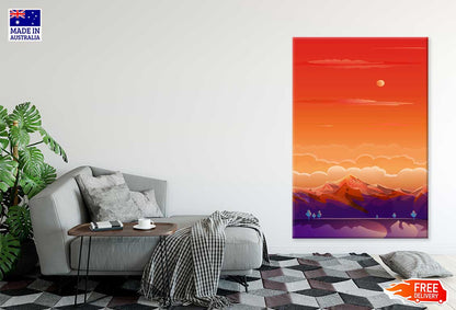 Sunset over Mountain Vector Design Art Print 100% Australian Made