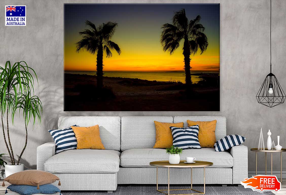 Palm Trees at Sunset Scenery Photograph Print 100% Australian Made