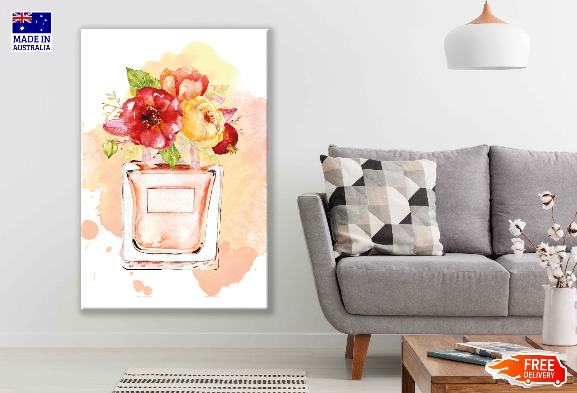 Colorful Perfume & Flowers Watercolor Painting Print 100% Australian Made