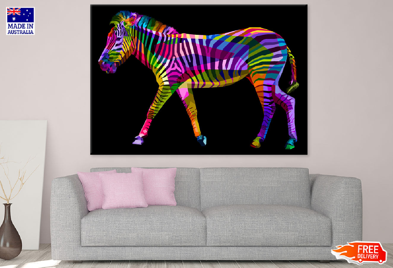 Colorful Zebra Abstract Design Print 100% Australian Made