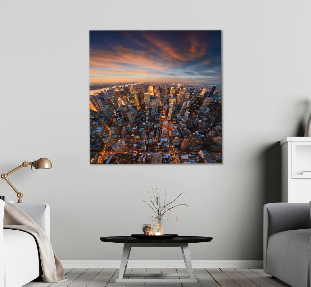 Square Canvas New York City Skyline Sunset Photograph High Quality Print 100% Australian Made