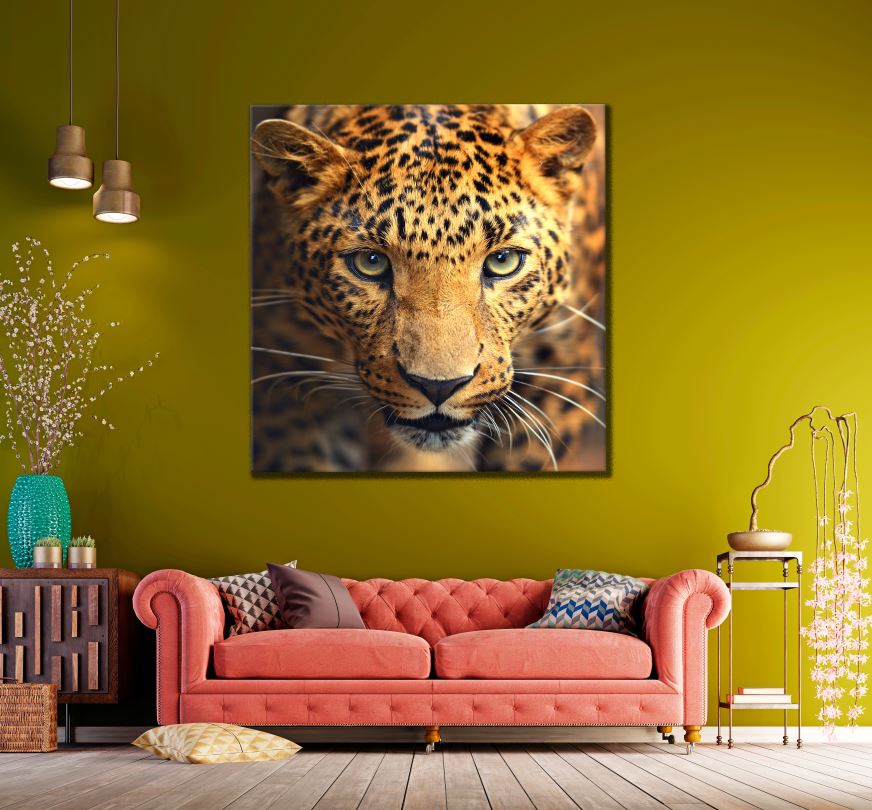 Square Canvas Leopard Portrait High Quality Print 100% Australian Made