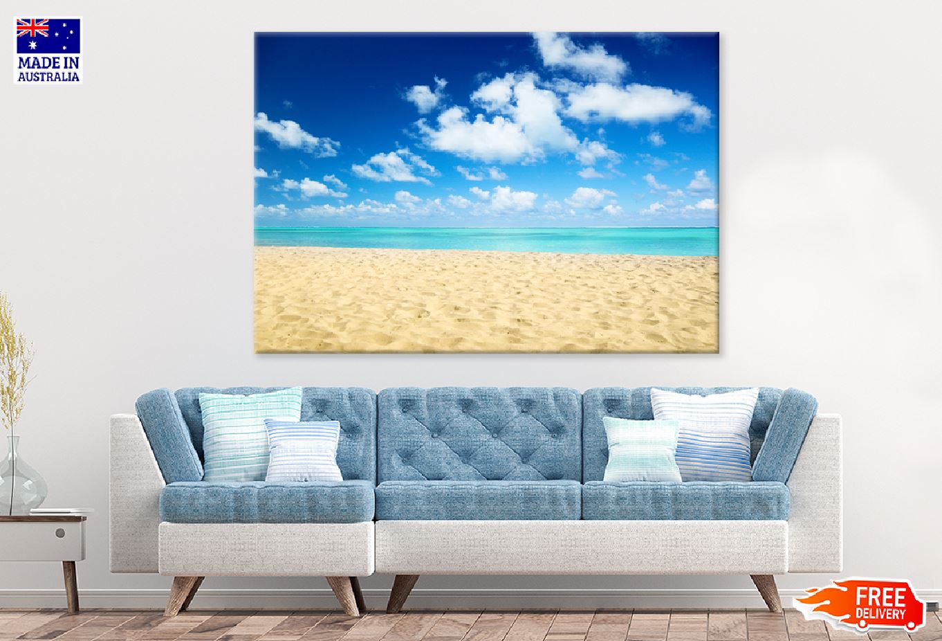 Caribbean Sandy Beach View & Sky View Photograph Print 100% Australian Made