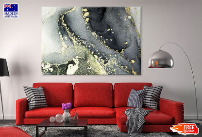 Grey Black & Gold Splash Abstract Design Print 100% Australian Made