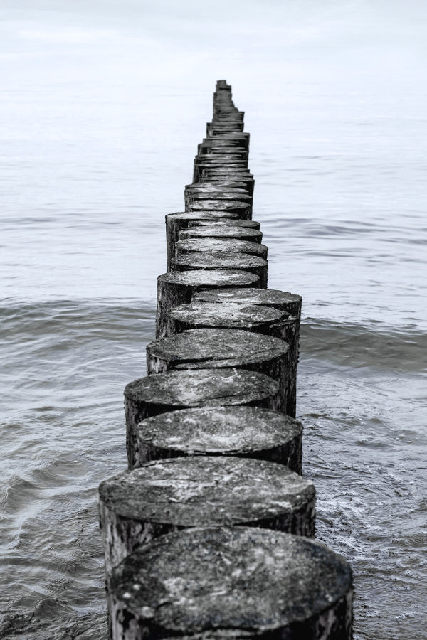 Wooden Breakwater on Baltic Sea Photograph Print 100% Australian Made