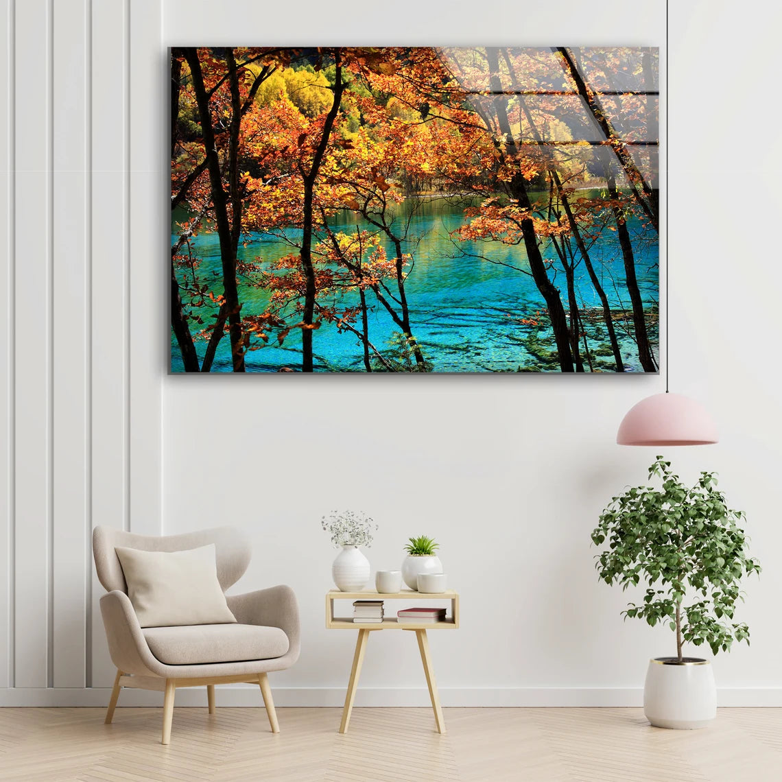 Lake & Autumn Forest Photograph Acrylic Glass Print Tempered Glass Wall Art 100% Made in Australia Ready to Hang