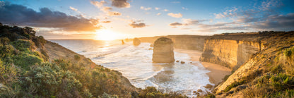 Panoramic Canvas Twelve Apostles Sunset Photograph High Quality 100% Australian Made Wall Canvas Print Ready to Hang