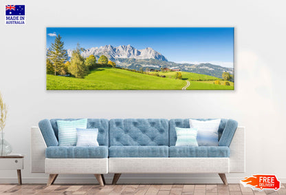 Panoramic Canvas Mountains Landscape View Austria High Quality 100% Australian Made Wall Canvas Print Ready to Hang