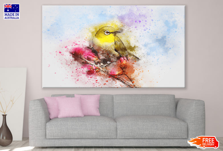 Bird On Flower Trees Abstract Design Print 100% Australian Made