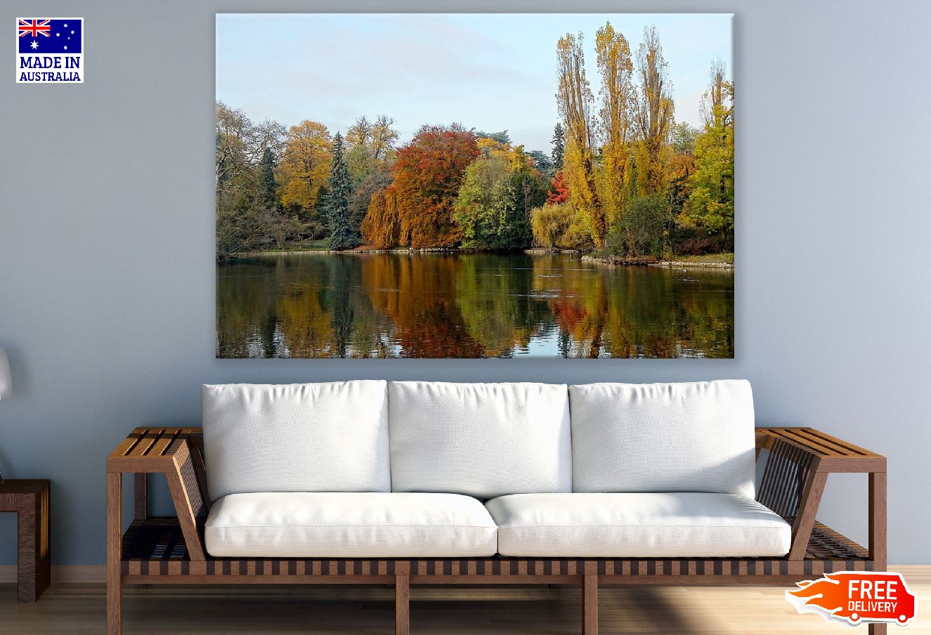 Autumn Forest View From Lake Photograph Print 100% Australian Made