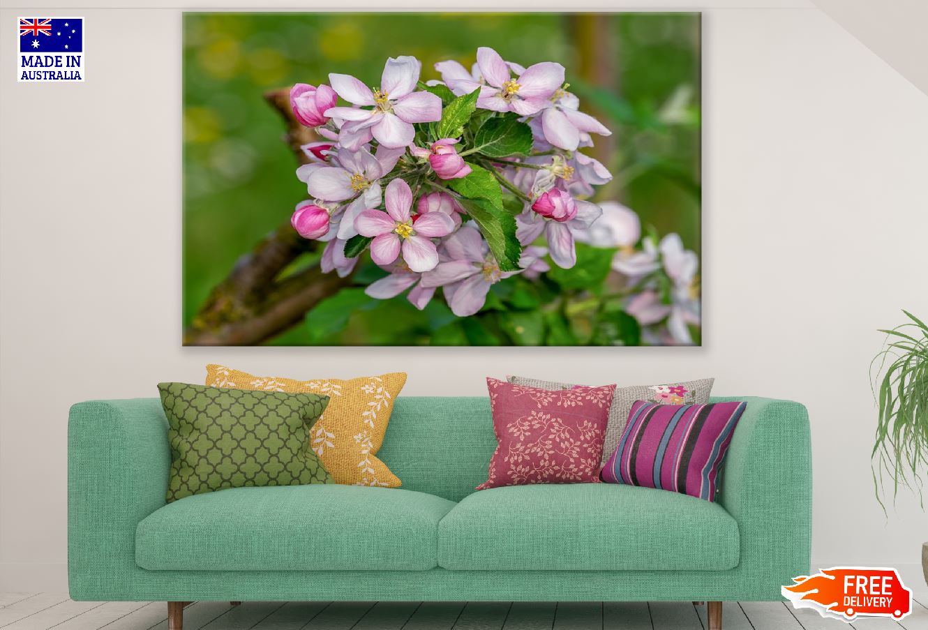 White & Pink Applr Blossom Flowers Photograph Print 100% Australian Made