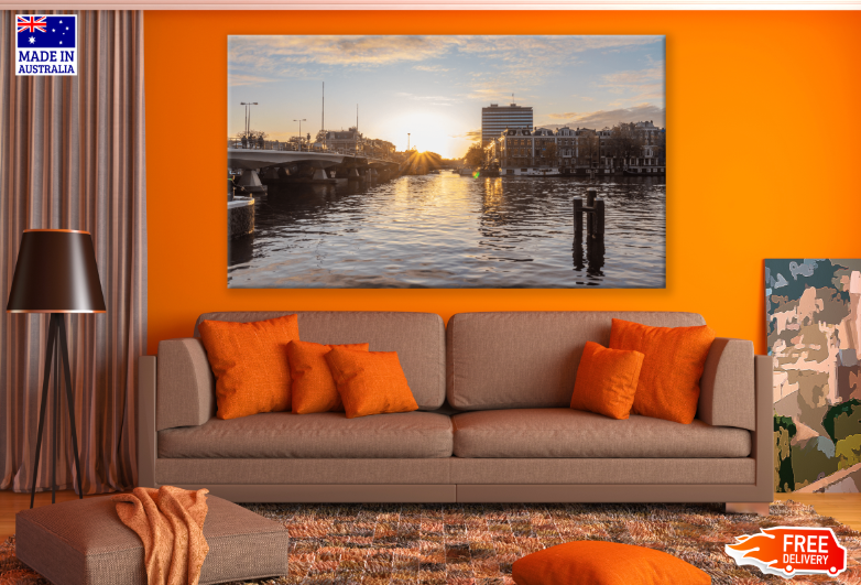 Netherland Concrete Bridge & Sunset Sky View Print 100% Australian Made