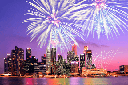 Singapore Fireworks Skyline Cityscape Print 100% Australian Made