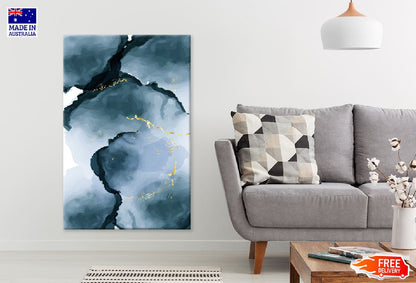 Black Grey & Gold Lines Abstract Design Print 100% Australian Made