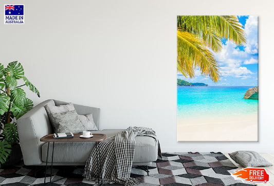 Palm Leaves & Sandy Beach View Photograph Print 100% Australian Made