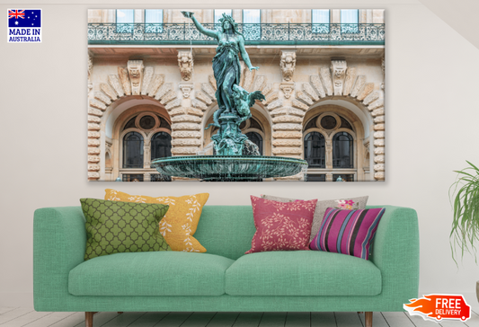 Town Hall In Hamburg Fountain Print 100% Australian Made