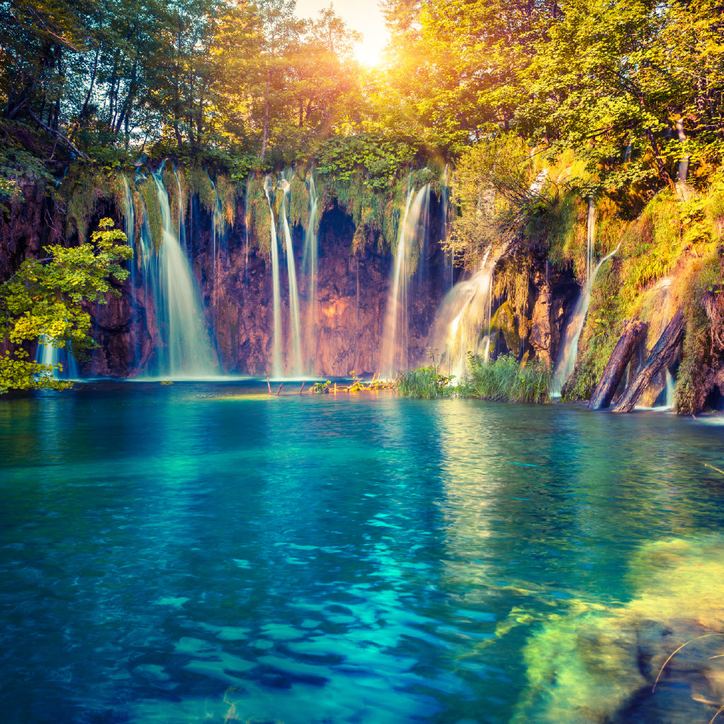 Square Canvas Plitvice Lakes National Park View Photograph High Quality Print 100% Australian Made