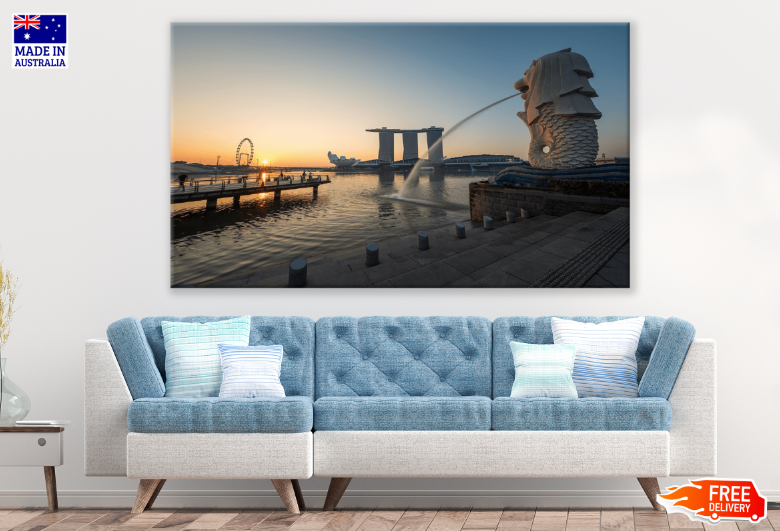 Merlion Fountain And Marina Bay Singapore Print 100% Australian Made