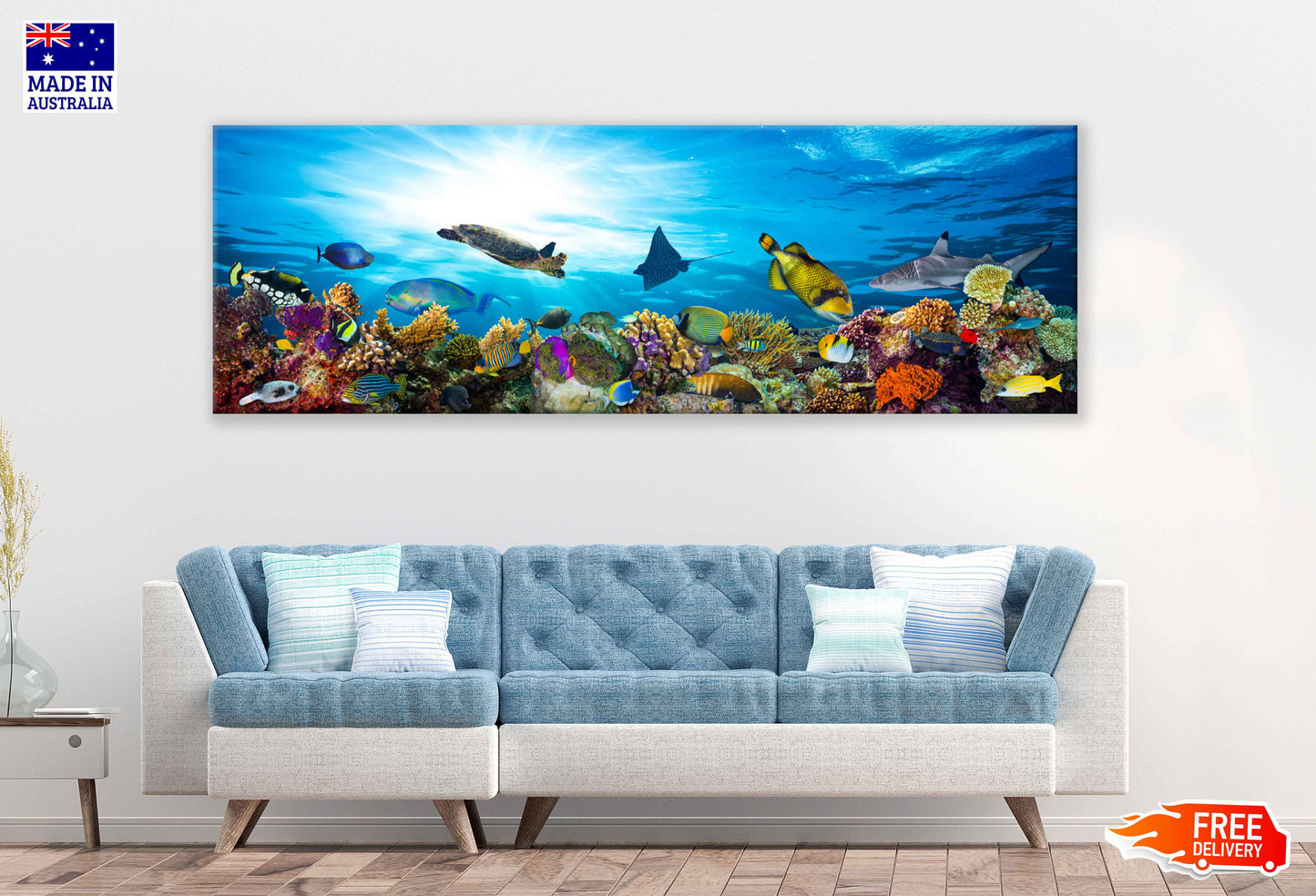 Panoramic Canvas Underwater Marine Life Photograph High Quality 100% Australian Made Wall Canvas Print Ready to Hang