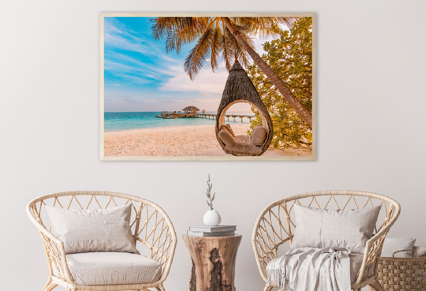 Beach Palm Swing Hammock View Photograph Home Decor Premium Quality Poster Print Choose Your Sizes