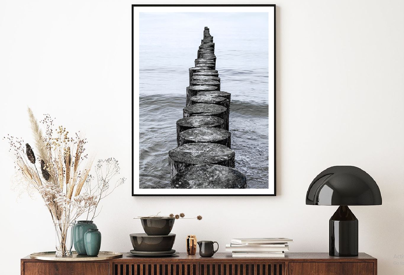 Wooden Breakwater on Baltic Sea Photograph Home Decor Premium Quality Poster Print Choose Your Sizes
