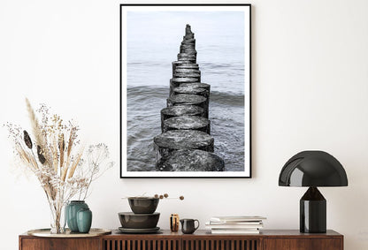 Wooden Breakwater on Baltic Sea Photograph Home Decor Premium Quality Poster Print Choose Your Sizes