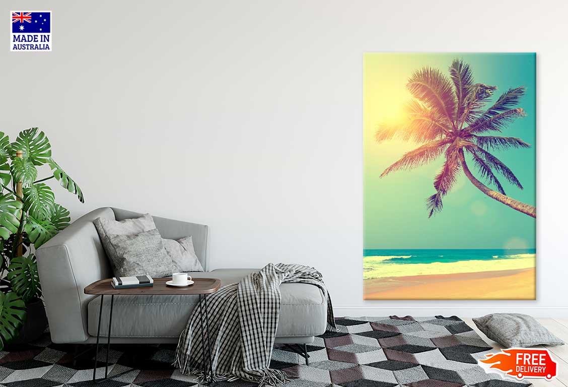 Tropical Beach & Palm Tree Sunset Scenery Print 100% Australian Made