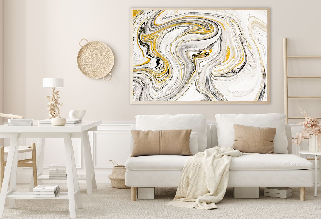 White & Black Gold Lines Abstract Design Home Decor Premium Quality Poster Print Choose Your Sizes