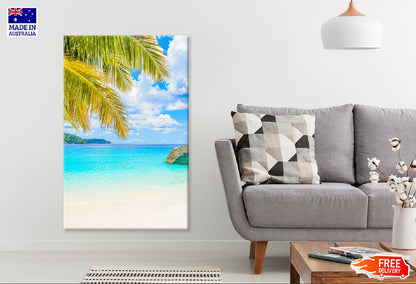Palm Leaves & Sandy Beach View Photograph Print 100% Australian Made