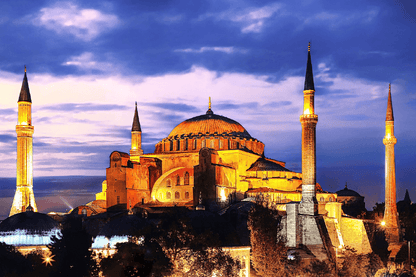 Hagia Sophia with Lantern Light on Blue Sky Print 100% Australian Made