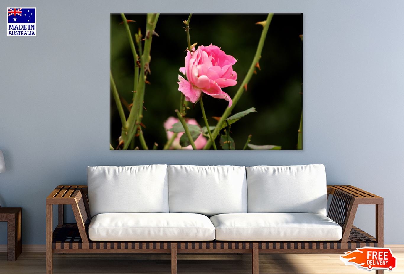 Pink Rose Flower Closeup View Photograph Print 100% Australian Made