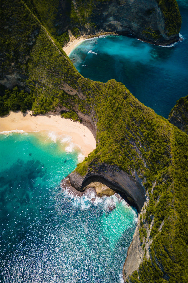 Ocean Covered Green Cliffs Aerial View Photograph Print 100% Australian Made