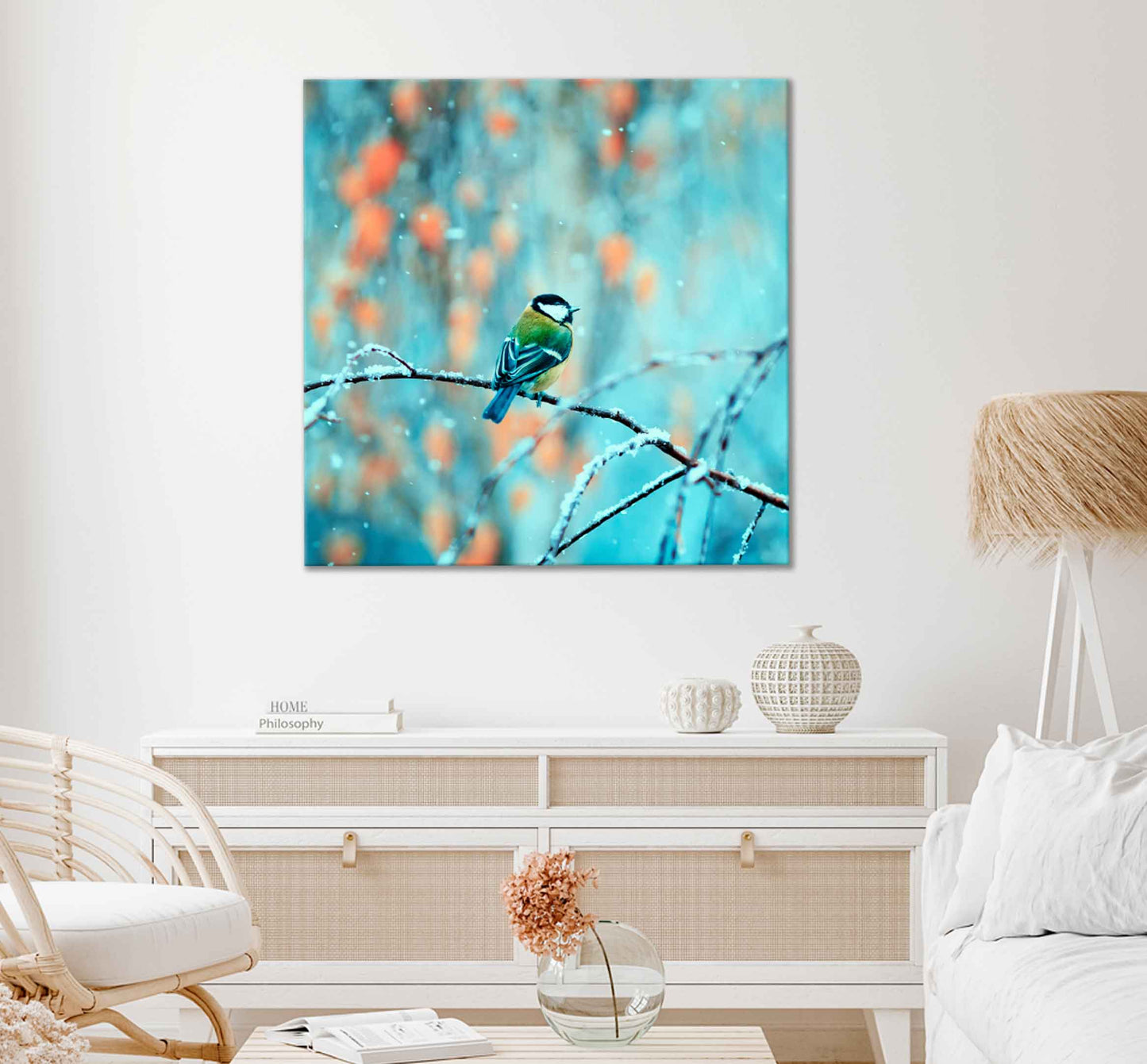 Square Canvas Bird Sitting in The Park Photograph High Quality Print 100% Australian Made