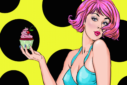 Girl Holding Cup Cake Illustration Print 100% Australian Made