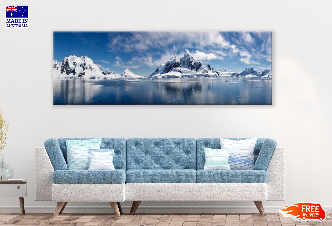 Panoramic Canvas Ice Snow Mountain View Photograph High Quality 100% Australian Made Wall Canvas Print Ready to Hang