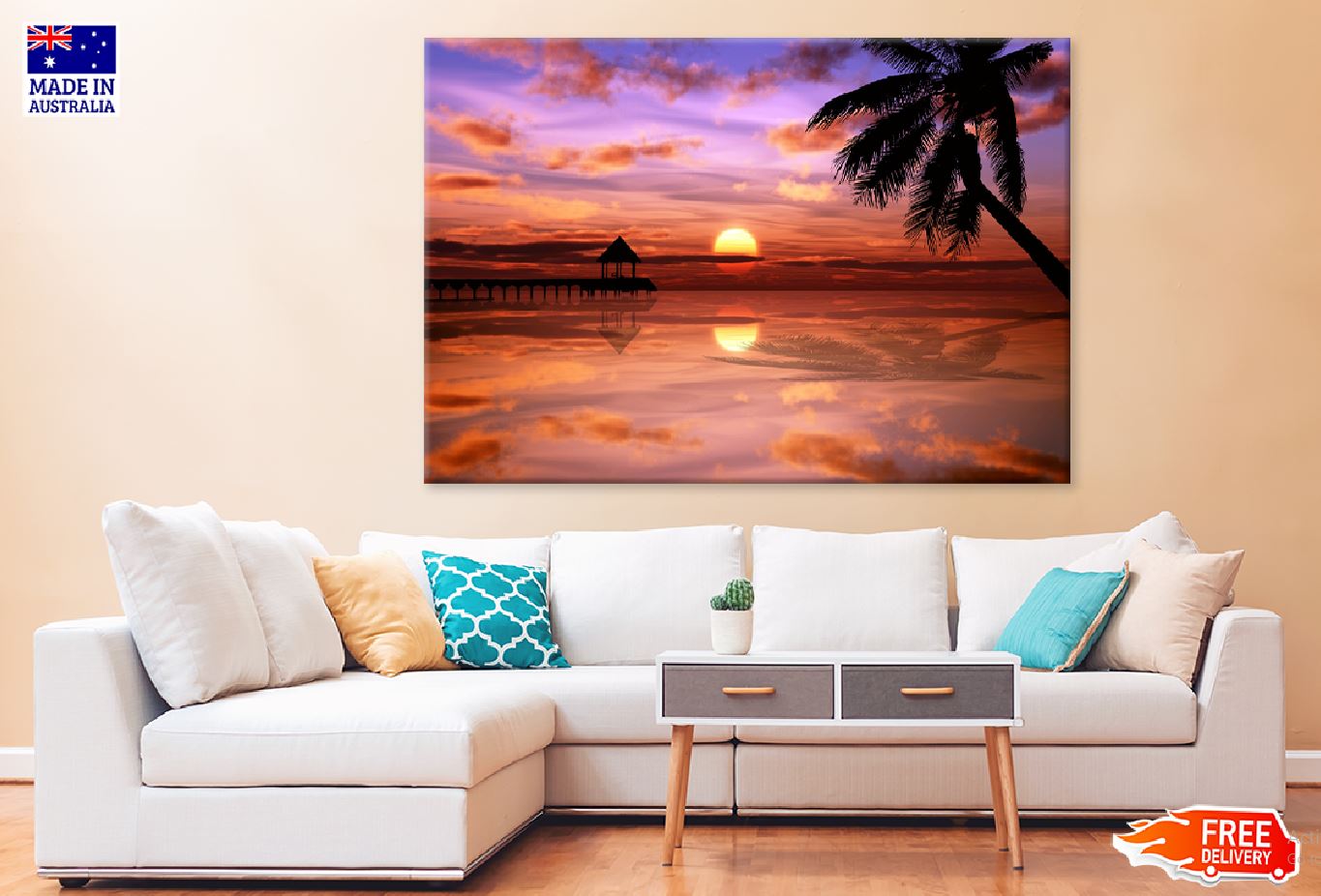 Tropical Sunset on Ocean Lagoon Photograph Print 100% Australian Made