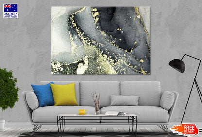 Grey Black & Gold Splash Abstract Design Print 100% Australian Made