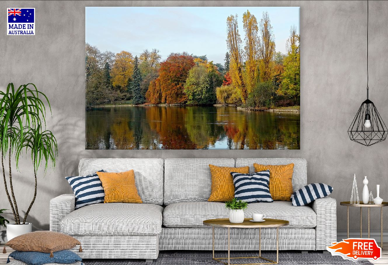 Autumn Forest View From Lake Photograph Print 100% Australian Made