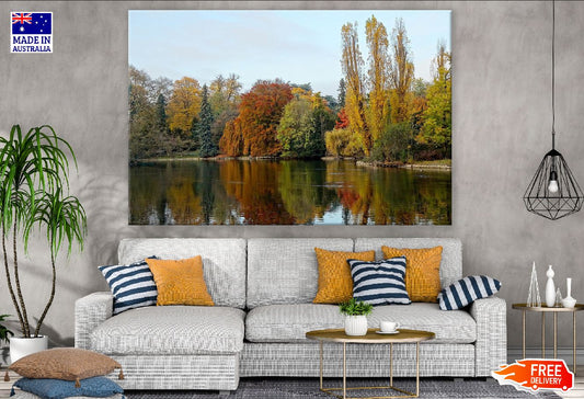 Autumn Forest View From Lake Photograph Print 100% Australian Made