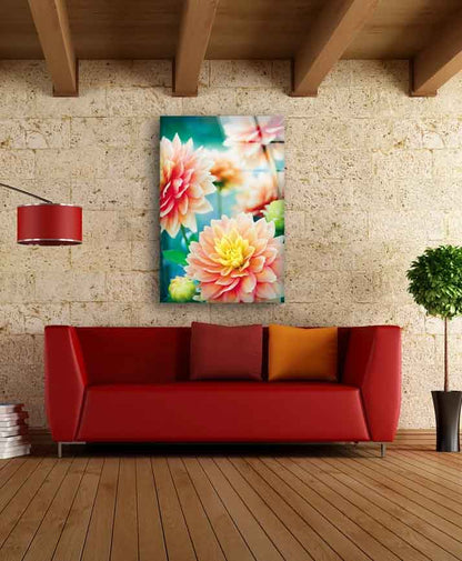 Pink & Yellow Flowers Design Acrylic Glass Print Tempered Glass Wall Art 100% Made in Australia Ready to Hang